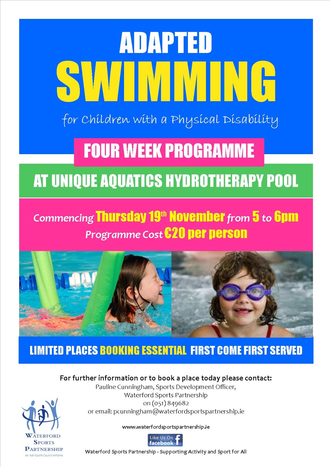NOW BOOKING! Adapted Swimming for Children with a Disability